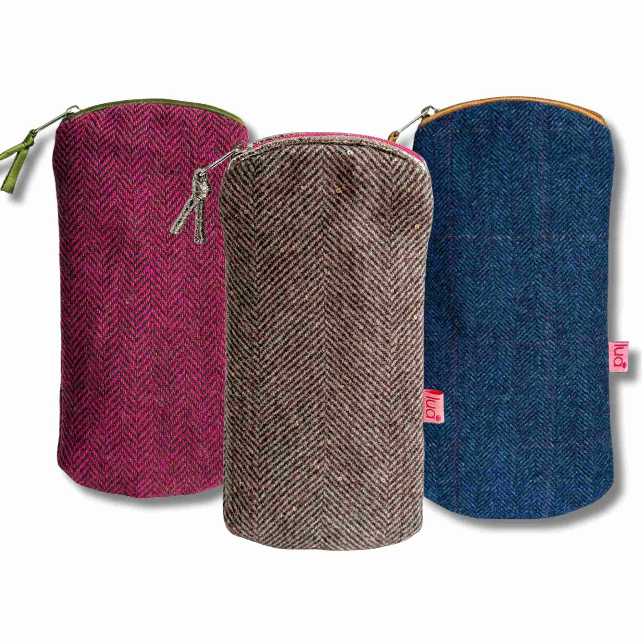 herringbone fabric glasses case