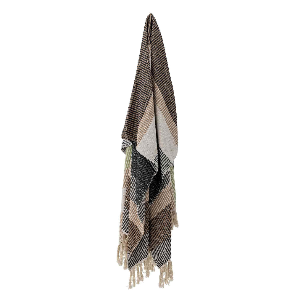 Brown Multi Coloured Stripe, Recycled Cotton Throw