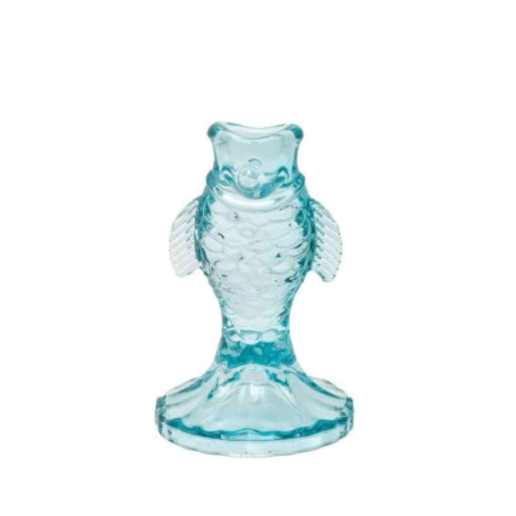 Blue Glass Fish Shaped Candlestick