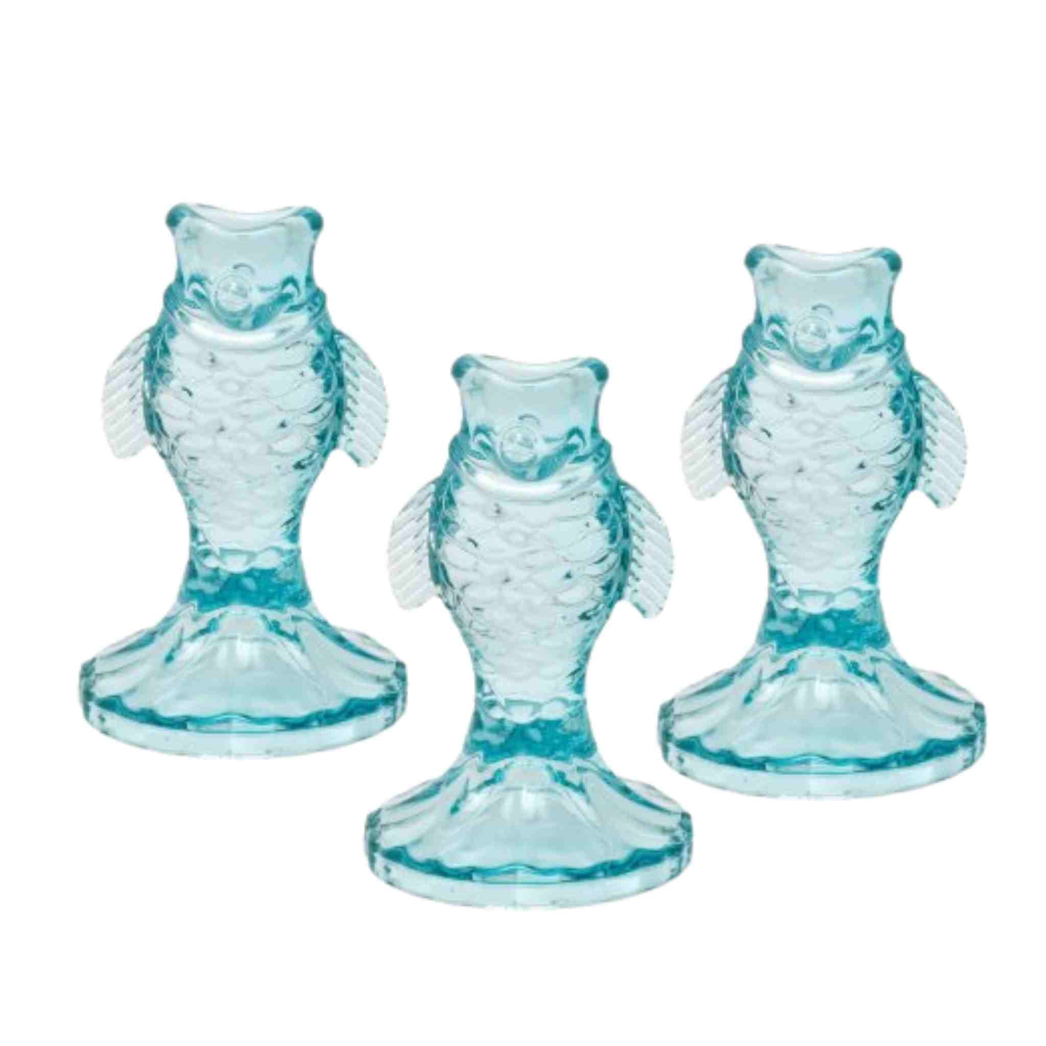 Blue Glass Fish Shaped Candlestick