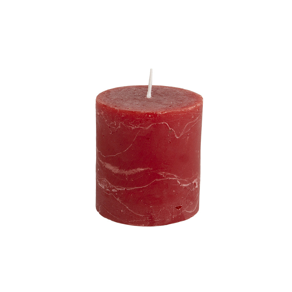 Lipstick Red Rustic Pillar Candle