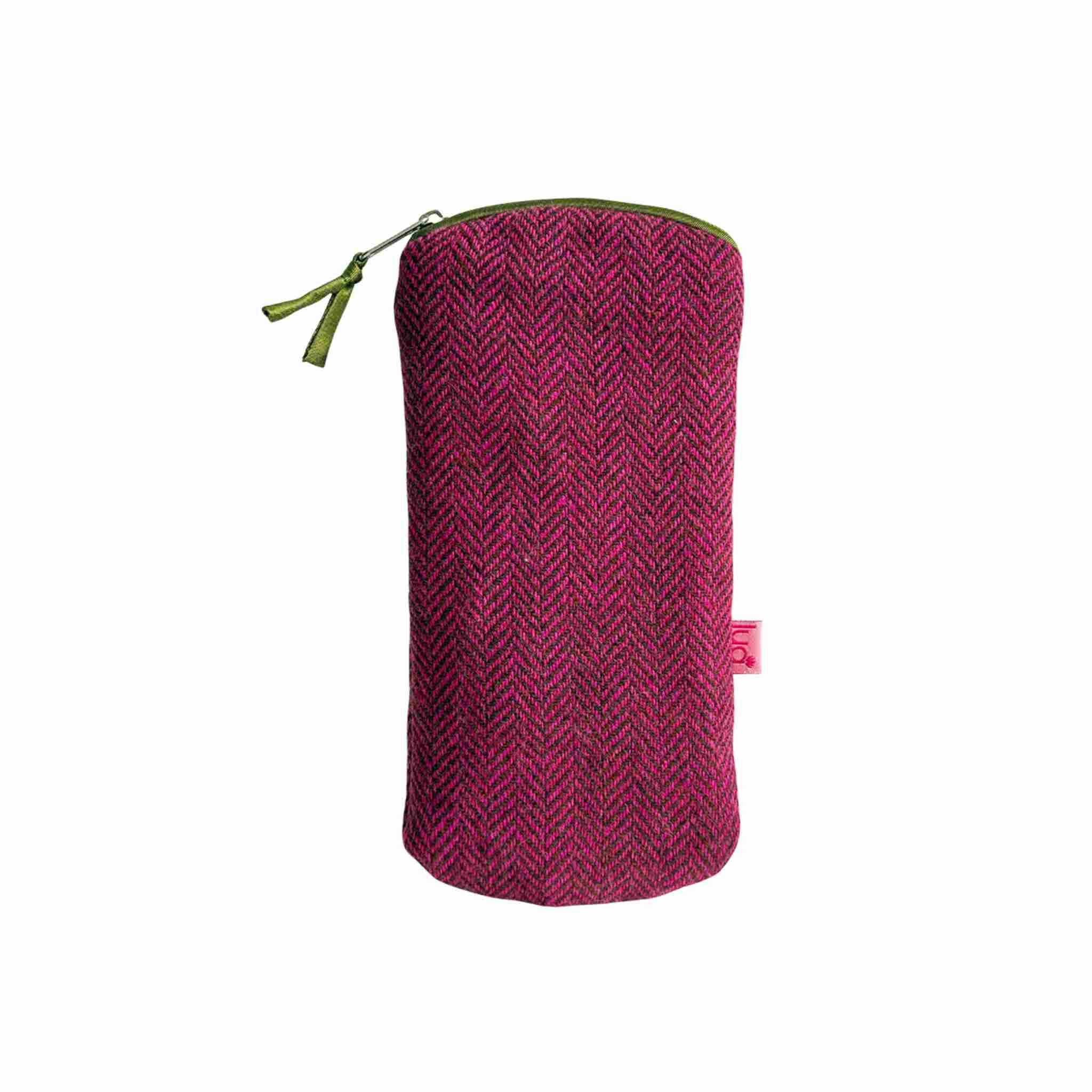 herringbone fabric glasses case - pink