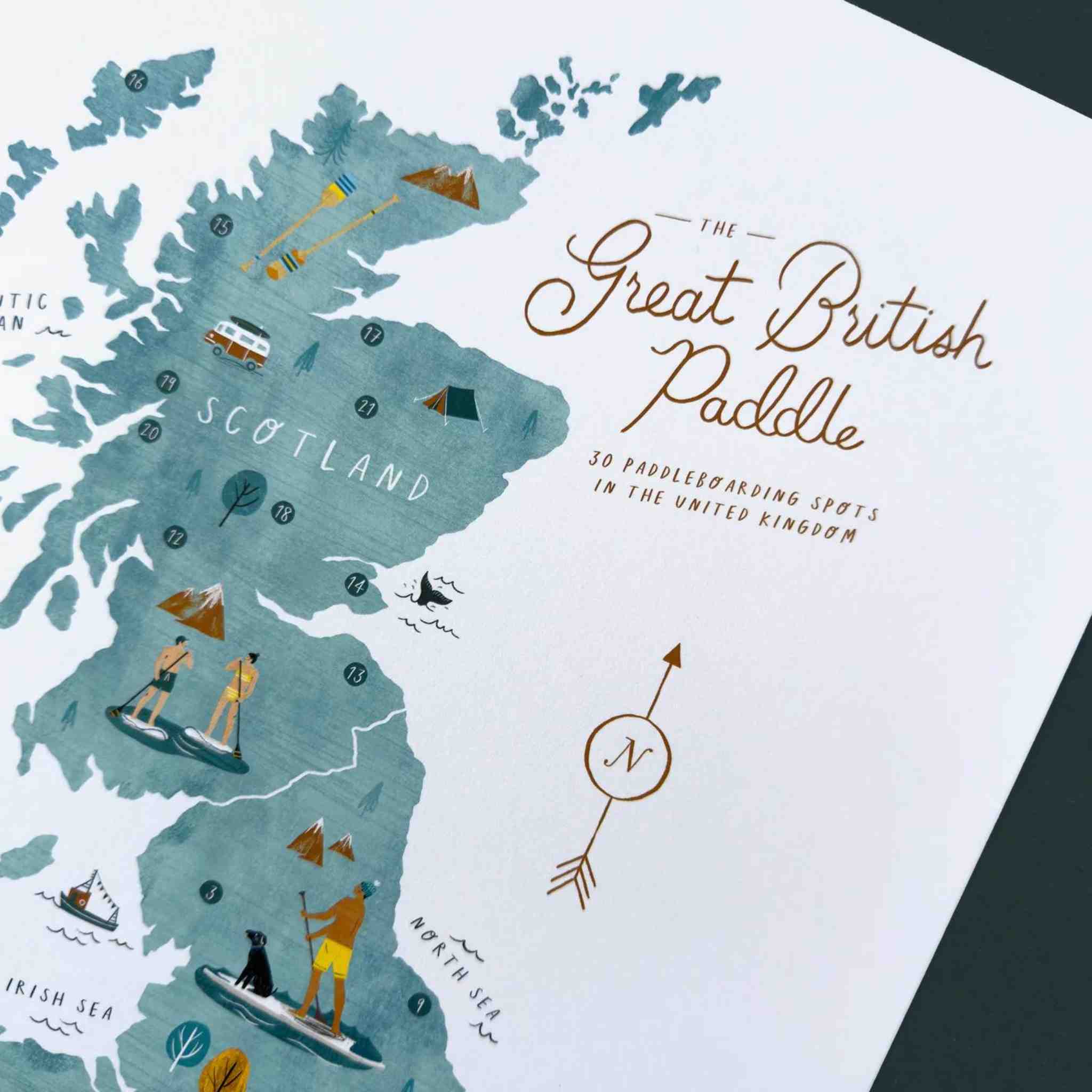 great british paddle map print