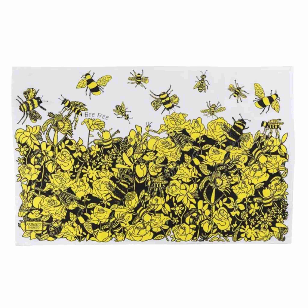 Bee Free Tea Towel, 100% Organic Cotton