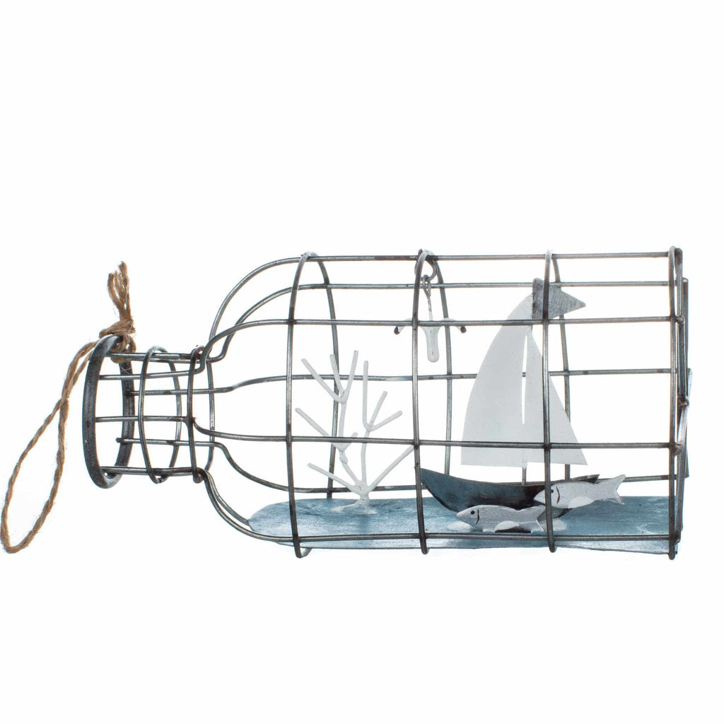 Boat in a Wire Bottle Decoration