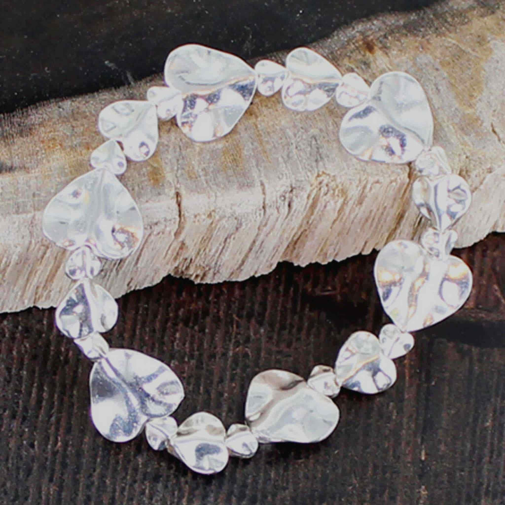Elasticated Beaten Heart Bracelet