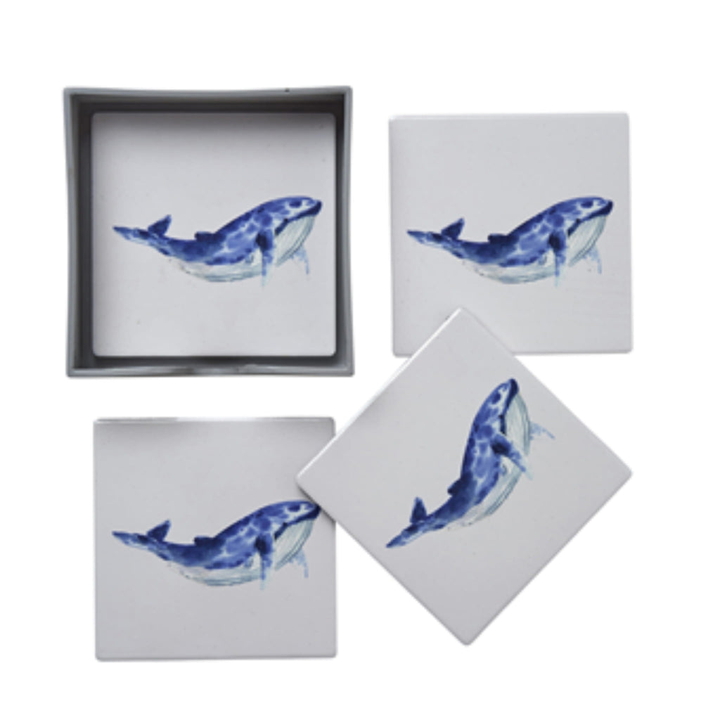Set of 4 Whale Ceramic Coasters