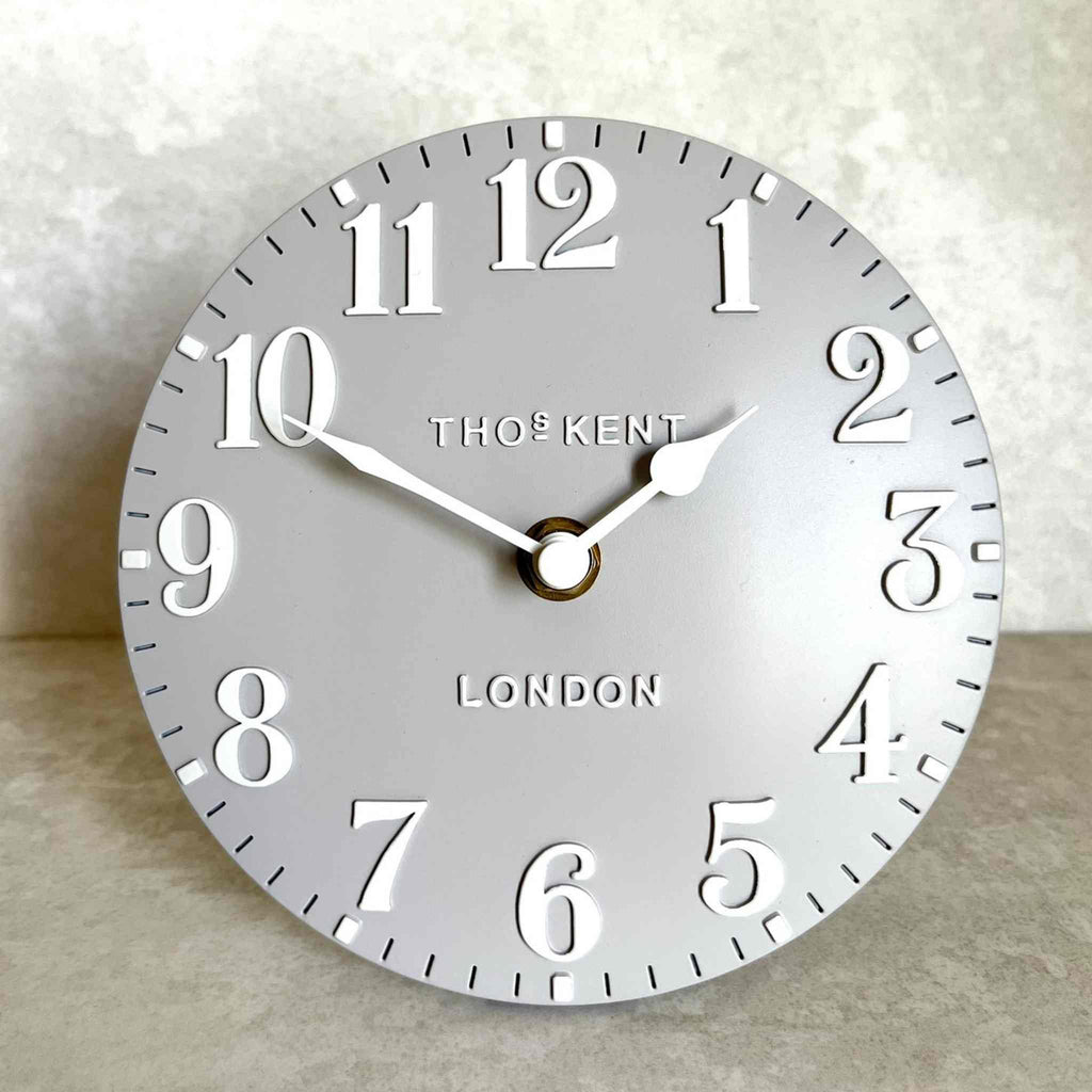 Thomas Kent Arabic Mantel Clock, 15cm (6 inch) Dove Grey