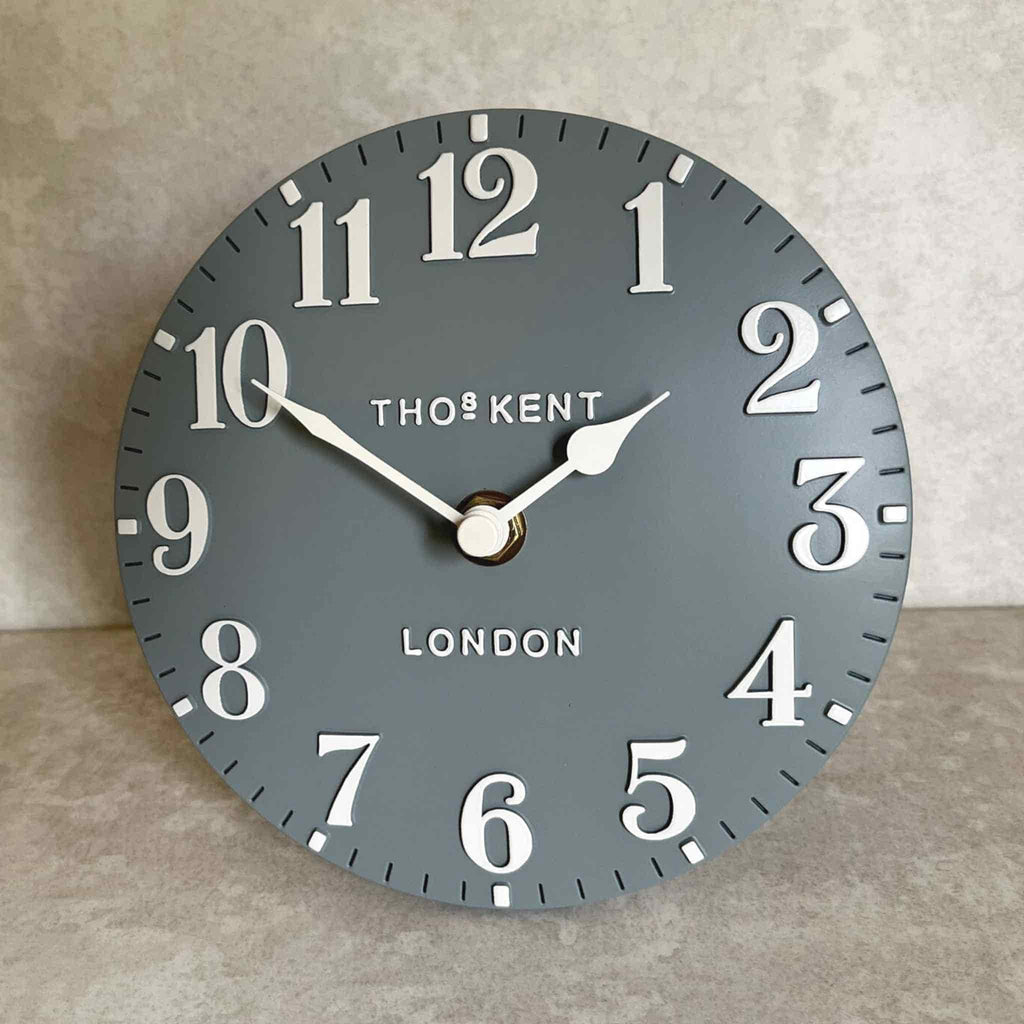 Thomas Kent Arabic Mantel Clock, 15cm (6 inch) Flax Blue