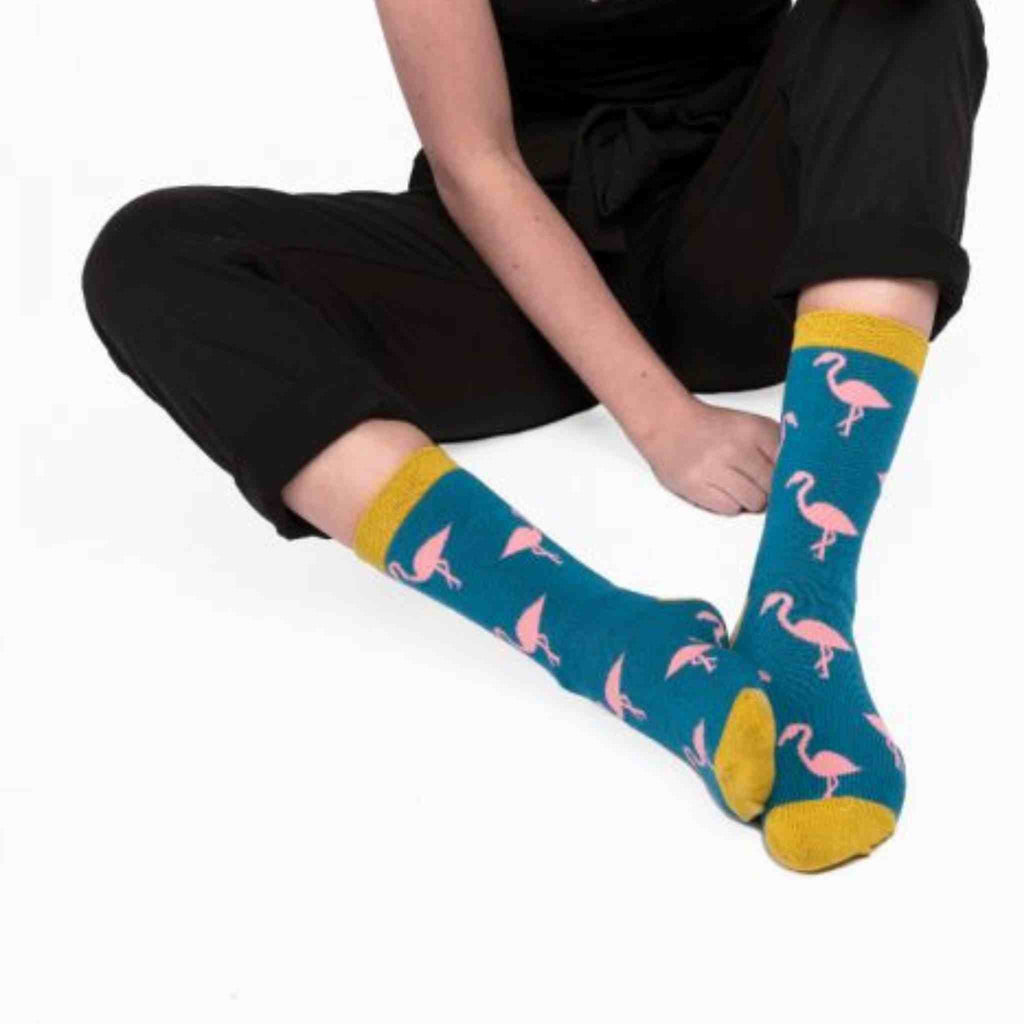 Flamingo Socks Blue (Womens)