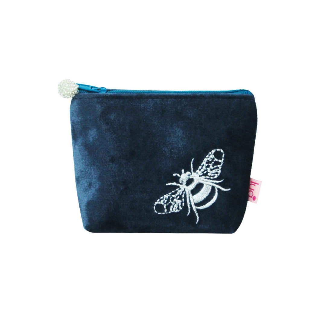 Embroidered Velvet Bee Purse