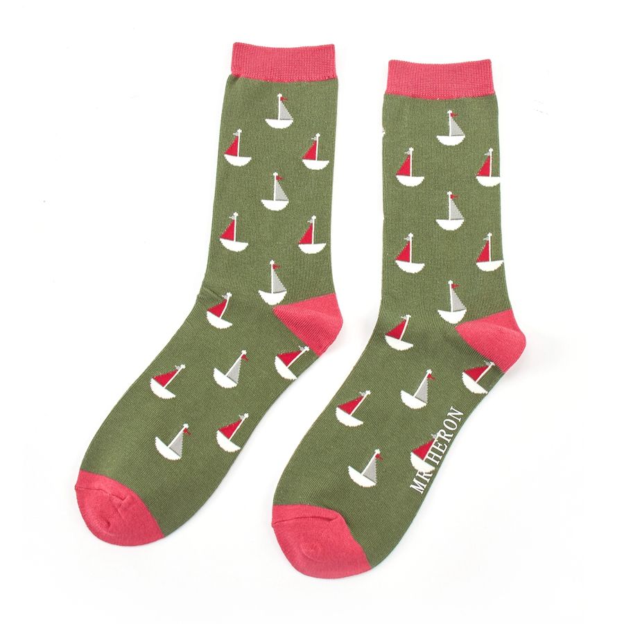 men socks green with boats