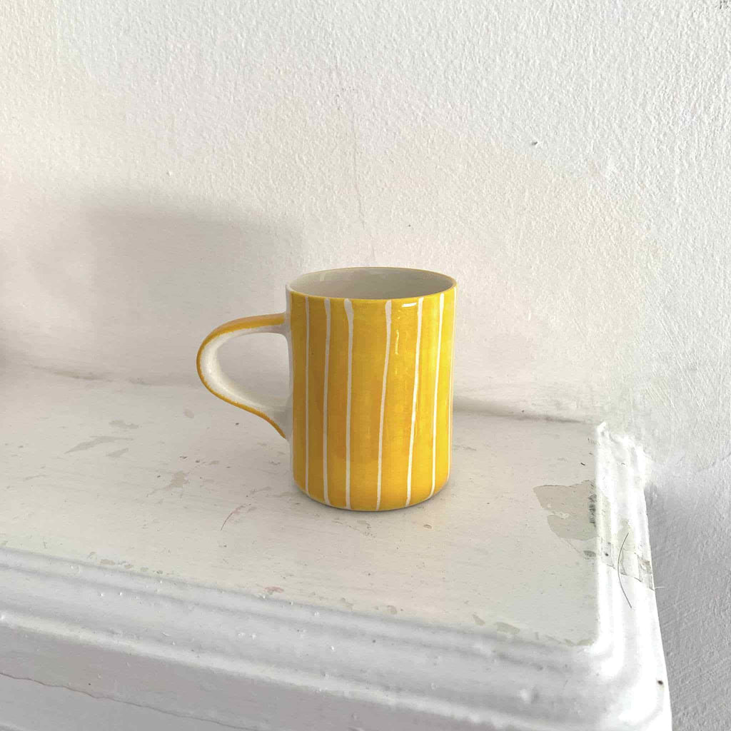 musango yellow stripe espresso mug