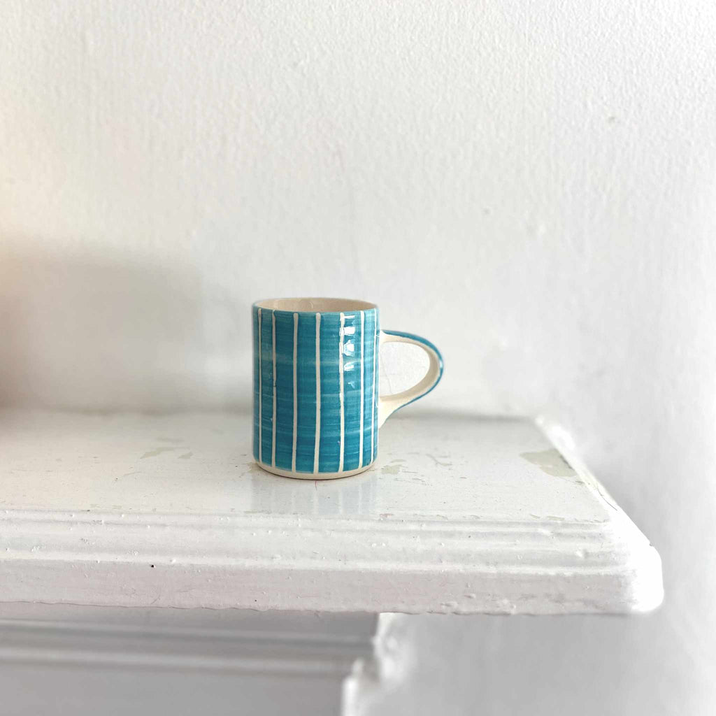 musango stripe turquoise espresso mug