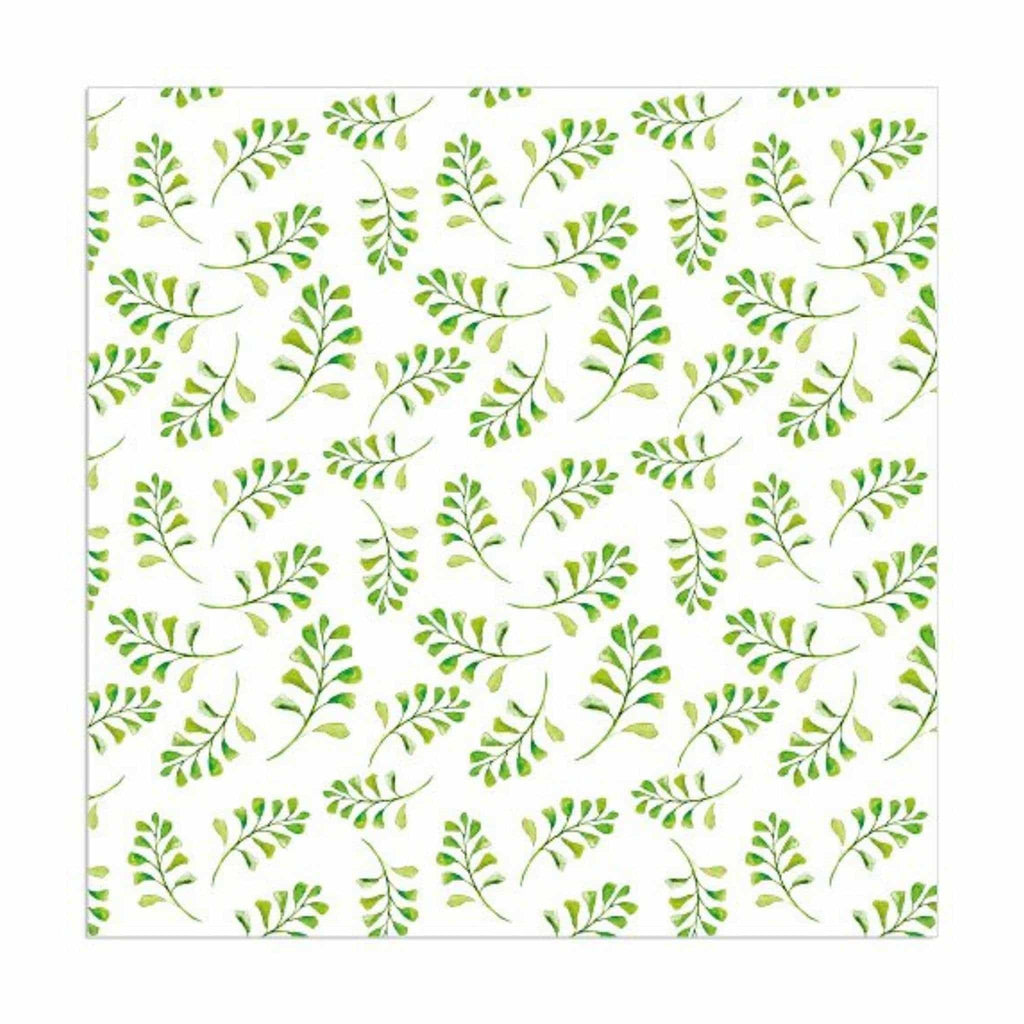 White & Green Floral Paper Napkins